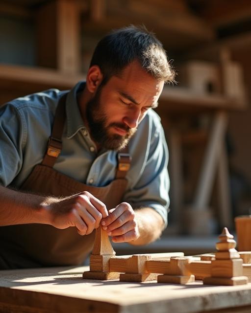 Skilled craftsman working on a piece of bespoke furniture